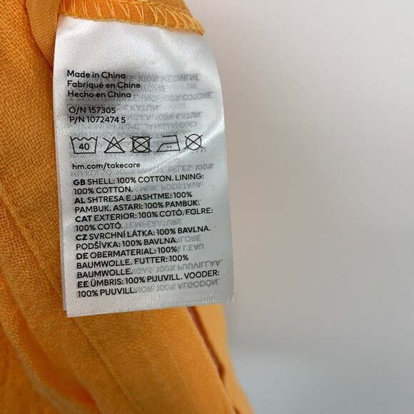 H&M Skirt Orange Crepe Gathered Ruched Mini Lined Summer NWT - Picture 8 of 8